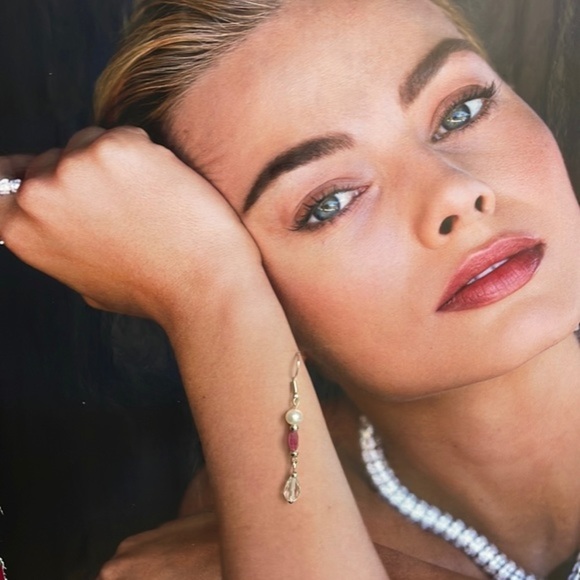 Real pearl Ruby Stone Sterling Silver Genuine pearls SS 925 earrings - Picture 14 of 16